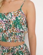  Compleu Verde de Vâscoză Top cu bretele și Pantaloni cu picior larg și talie elastică Dimyasha