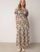  Compleu verde din 2 piese din bumbac cu imprimeu floral cu top și fustă Odeleti