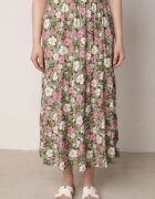  Compleu verde din 2 piese din bumbac cu imprimeu floral cu top și fustă Odeleti