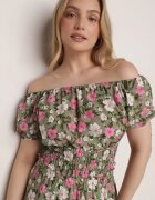 Compleu verde din 2 piese din bumbac cu imprimeu floral cu top și fustă Odeleti