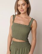  Compleu Verde închis din 2 piese din bumbac cu Top și Fustă Maxi Semija