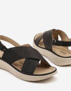 confly Sandale Negre Decorate cu Decupaje Natoluna