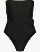  Costum de baie dintr-o bucată negru cu Choker floral și curea decorativă Irisandra