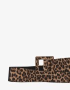  Curea Maro cu Imprimeu Leopard cu Cataramă Metalică Nelirith