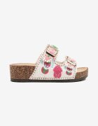 damerose Papuci Albi cu Talpă Groasă Decorați cu Broderie în Stil Boho Falenia