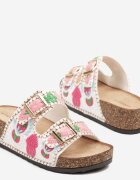 damerose Papuci Albi cu Talpă Groasă Decorați cu Broderie în Stil Boho Falenia
