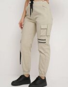 daysie Pantaloni Bej deschis Din bumbac Stil jogger Cu buzunare largi Atilin