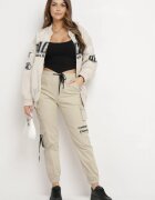 daysie Pantaloni Bej deschis Din bumbac Stil jogger Cu buzunare largi Atilin