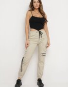 daysie Pantaloni Bej deschis Din bumbac Stil jogger Cu buzunare largi Atilin