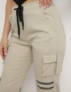 daysie Pantaloni Bej deschis Din bumbac Stil jogger Cu buzunare largi Atilin