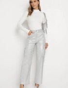 daysie Pantaloni Cargo Argintii Metalici cu Buzunare Rainsey