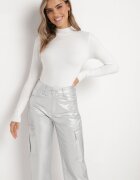 daysie Pantaloni Cargo Argintii Metalici cu Buzunare Rainsey
