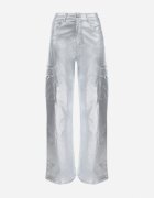 daysie Pantaloni Cargo Argintii Metalici cu Buzunare Rainsey