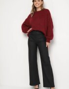 daysie Pantaloni negri din imitație de piele cu croială largă cu talie înaltă Leathora