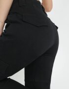 daysie Pantaloni Negri tip Cargo cu Talie Înaltă și Buzunare cu Clape Khadriya