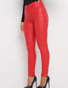 daysie Pantaloni Roșii Skinny din Imitație de Piele Daciss