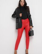 daysie Pantaloni Roșii Skinny din Imitație de Piele Daciss