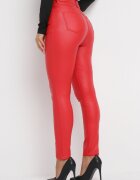 daysie Pantaloni Roșii Skinny din Imitație de Piele Daciss