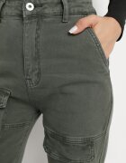 daysie Pantaloni Verde închis Cargo cu talie regulară și buzunare cu clapetă Elarial
