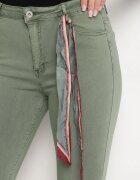 daysie Pantaloni Verde închis Skinny cu Talie Înaltă și Fundiță la Talie Diorene