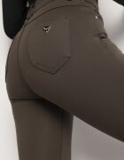 daysie Pantaloni Verzi închiși Skinny cu nasture și fermoar cu buzunare Zysuna