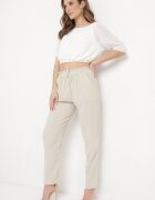 dbt fashion Pantaloni Bej deschis cu croială lejeră cu elastic în talie Brisaela