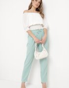 dbt fashion Pantaloni verde deschis cu croi lejer cu elastic în talie Brisaela