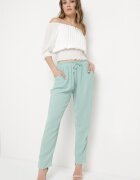 dbt fashion Pantaloni verde deschis cu croi lejer cu elastic în talie Brisaela