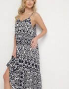 defox Bleumarin Rochie din Bumbac cu Model Geometric Koladiela