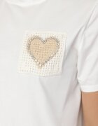 defox Bluză Albă din Bumbac cu Inimă cu Zirconii Calmaris