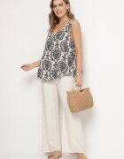defox Bluză Albastră din Bumbac cu Model Boho Napolea
