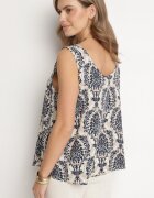 defox Bluză Albastră din Bumbac cu Model Boho Napolea