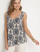 defox Bluză Albastră din Bumbac cu Model Boho Napolea
