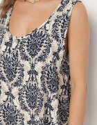 defox Bluză Albastră din Bumbac cu Model Boho Napolea