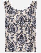 defox Bluză Albastră din Bumbac cu Model Boho Napolea