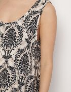 defox Bluză Negru-Bej din Bumbac cu Model Boho Napolea