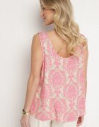 defox Bluză Roz-Bej din Bumbac cu Model Boho Napolea