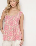 defox Bluză Roz-Bej din Bumbac cu Model Boho Napolea