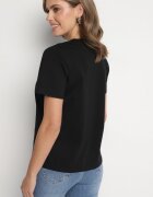 defox Bluză T-shirt Neagră din Bumbac Decorată cu Zirconii Marivista