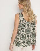 defox Bluză verde-bej din bumbac cu model Boho Napolea