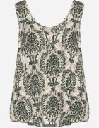 defox Bluză verde-bej din bumbac cu model Boho Napolea
