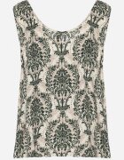 defox Bluză verde-bej din bumbac cu model Boho Napolea