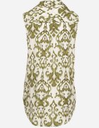 defox Bluză Verde de Bumbac Fără Mâneci cu Imprimeu Ornamental Jenalea