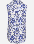 defox Cămașă fără mâneci din bumbac albastră cu imprimeu ornamental Jenalea
