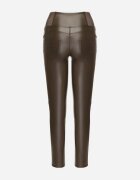 defox Colanți Căptușiți Maro din Piele ecologică cu Talie înaltă Feliora