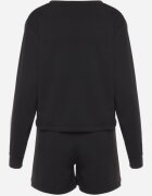 defox Completu de trening negru din 2 piese Bluză cu imprimeu și Pantaloni scurți largi cu buzunare Ridana