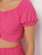 defox Completu Fucsia din țesătură embosată Fustă-Pantaloni scurți și Bluză spaniolă Sariloria