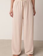 defox Compleu bej deschis din Viscoză Tricou cu mânecă scurtă și Pantaloni largi cu elastic cu buzunare Efraline