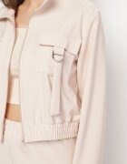 defox Compleu de trening Bej deschis Bluză cu fermoar și Pantaloni slim în stil Utility Telavienna