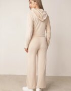 defox Compleu De Trening Bej Din Velur cu Bluză Scurtă și Pantaloni Largi Arilei